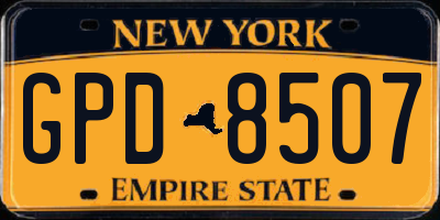 NY license plate GPD8507