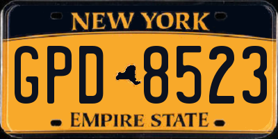 NY license plate GPD8523