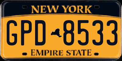 NY license plate GPD8533