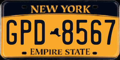 NY license plate GPD8567