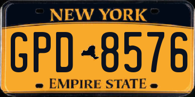 NY license plate GPD8576