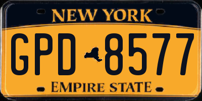 NY license plate GPD8577