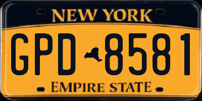NY license plate GPD8581
