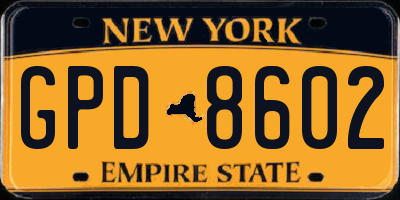NY license plate GPD8602