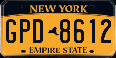 NY license plate GPD8612