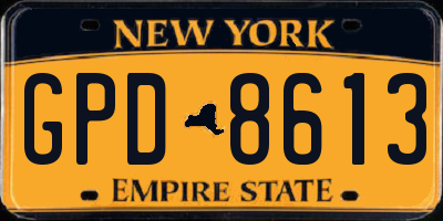 NY license plate GPD8613