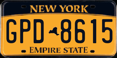 NY license plate GPD8615