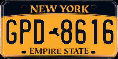 NY license plate GPD8616