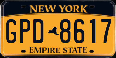 NY license plate GPD8617