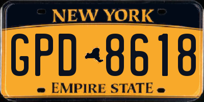 NY license plate GPD8618