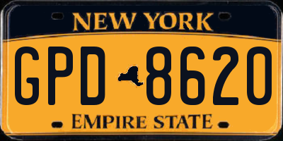 NY license plate GPD8620