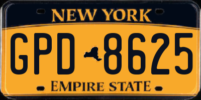 NY license plate GPD8625