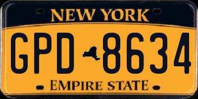 NY license plate GPD8634