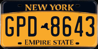 NY license plate GPD8643