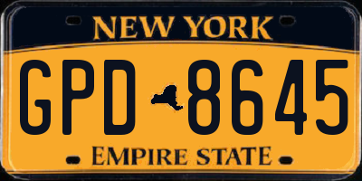 NY license plate GPD8645