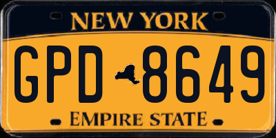 NY license plate GPD8649