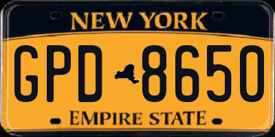 NY license plate GPD8650