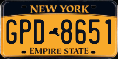 NY license plate GPD8651
