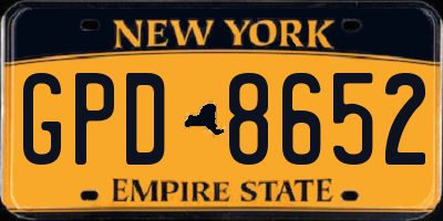 NY license plate GPD8652