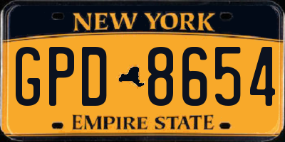 NY license plate GPD8654