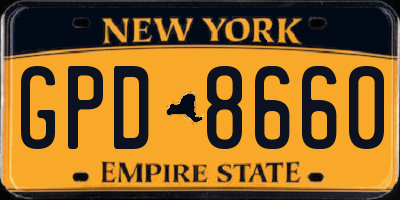 NY license plate GPD8660