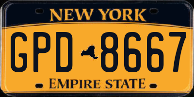 NY license plate GPD8667