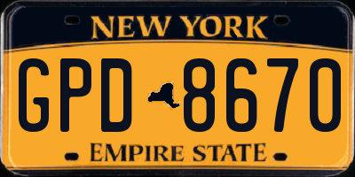 NY license plate GPD8670