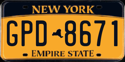 NY license plate GPD8671