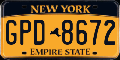 NY license plate GPD8672