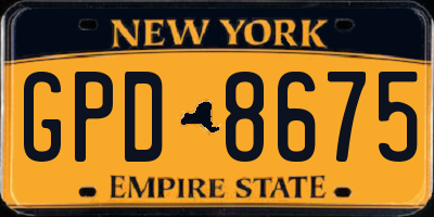 NY license plate GPD8675