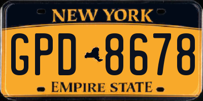 NY license plate GPD8678