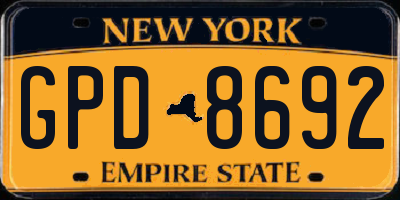 NY license plate GPD8692