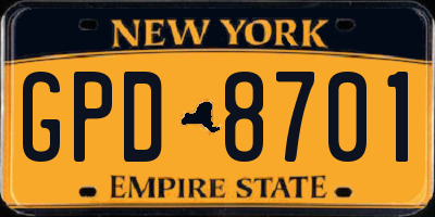NY license plate GPD8701