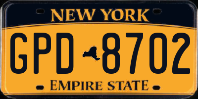 NY license plate GPD8702
