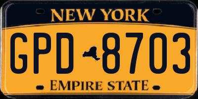 NY license plate GPD8703