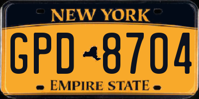 NY license plate GPD8704