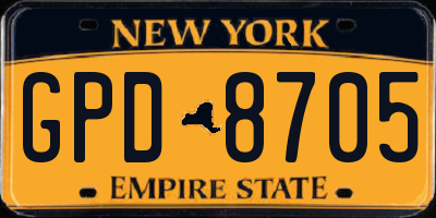 NY license plate GPD8705