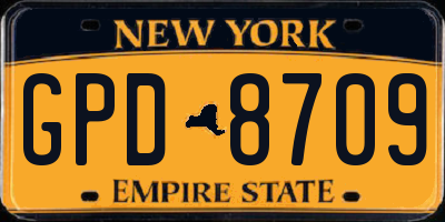 NY license plate GPD8709