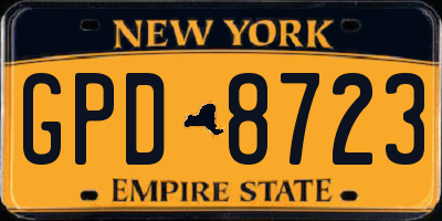 NY license plate GPD8723