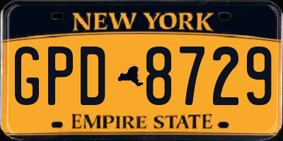 NY license plate GPD8729
