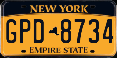 NY license plate GPD8734