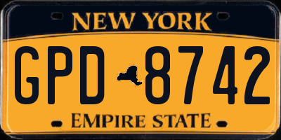 NY license plate GPD8742