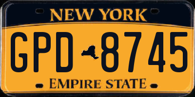NY license plate GPD8745