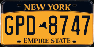 NY license plate GPD8747