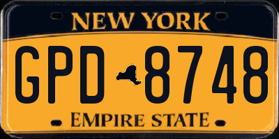 NY license plate GPD8748