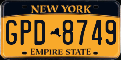 NY license plate GPD8749