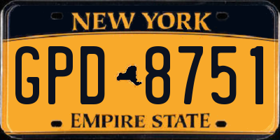 NY license plate GPD8751