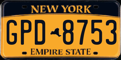 NY license plate GPD8753