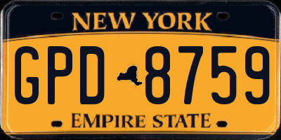 NY license plate GPD8759