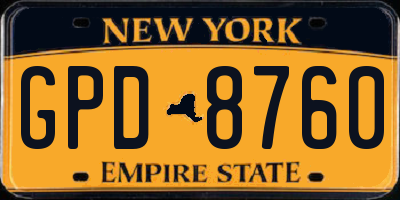 NY license plate GPD8760